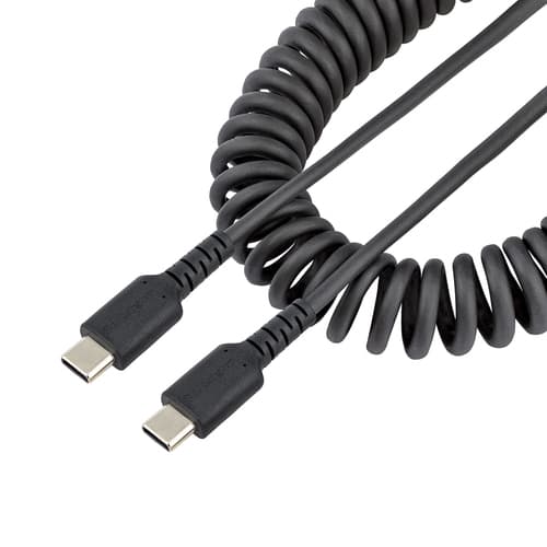 StarTech.com 1 m USB C-laddningskabel, kraftig USB-C-spiralkabel för s