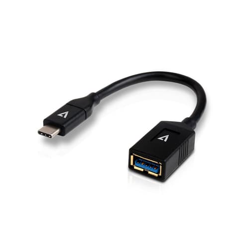 V7 V7U3C-BLK-1E, 0,1 m, USB C, USB A, USB 3.2 Gen 1 (3.1 Gen 1), Hane/