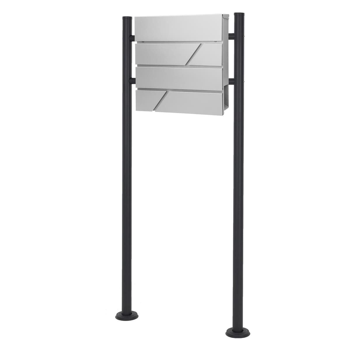 Brevlåda med tidningsfack 37x11x37 cm ljusgrå/svart rostfritt stål inkl ...