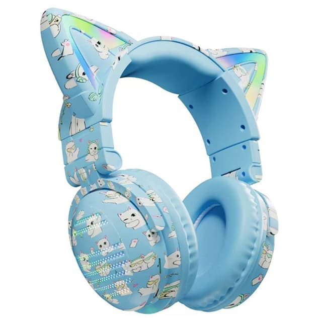 Kattöron Bluetooth Headset Mikrofon Trådlösa hörlurar - Blå