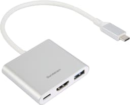Sandstrøm 3-i-1 USB-C-hubb