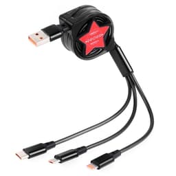 3 i 1 infällbar laddninsgkabel USB-C / Type-C + 8Pin + Micro USB