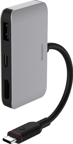 Unisynk USB-C 3 i 1 hubbadapter (grå)