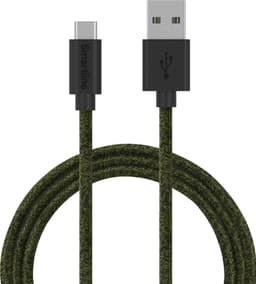 Smartline USB-A till USB-C tygkabel 2 m (mörkgrön)