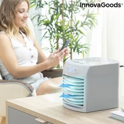 Bärbar mini-luftkylare med led freezyq+ innovagoods
