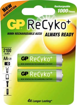 GP Batterier (uppladdningsbara) AA ReCyko (2 st)