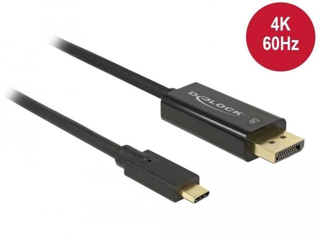 DeLock 3 m USBC till Displayport kabel UHD 4K 60Hz 21,6Gbps DP Alt Mode 1.2 HDCP 1.4 svart