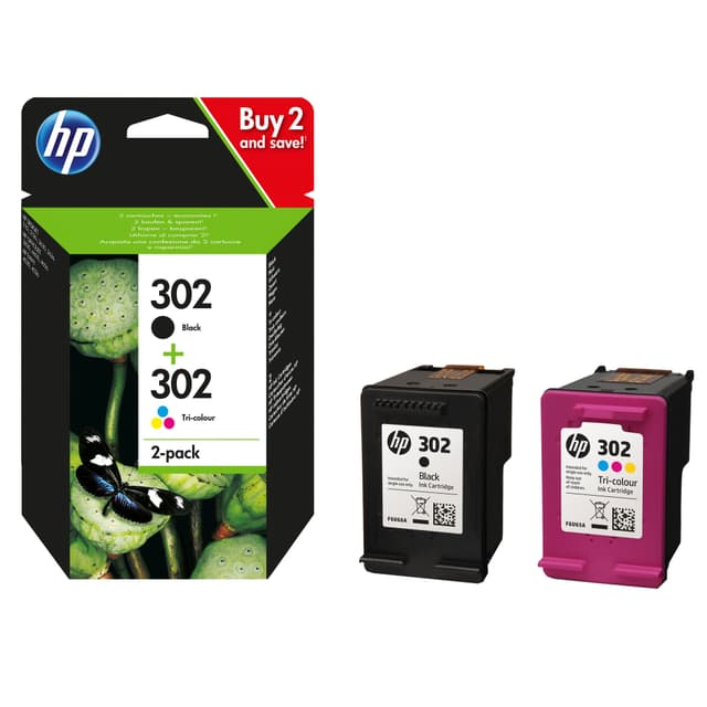 HP bläckpatroner 302 2-pack Cyan Magenta Gul Svart
