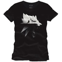 T-shirt The Witcher - Wolf silhouette svart (L)