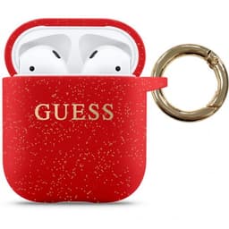 Guess AirPods (1/2) Skal Glitter Röd