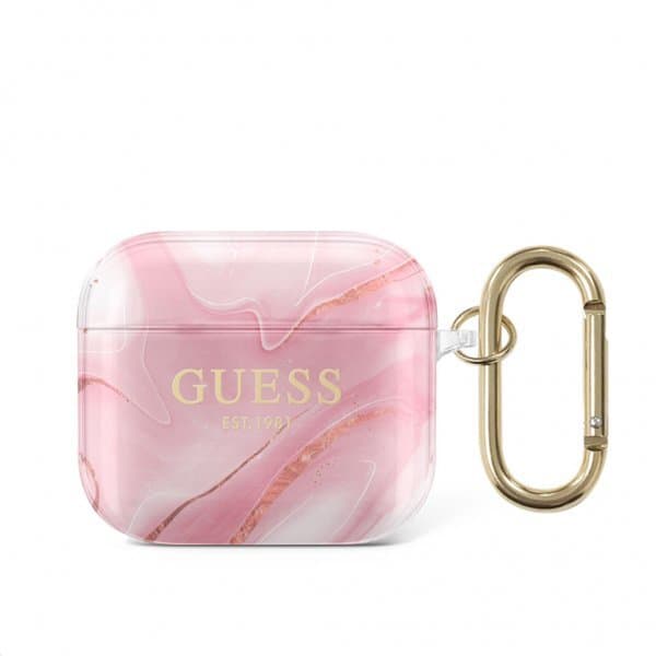 Guess AirPods 3 Skal Shiny Marble Rosa