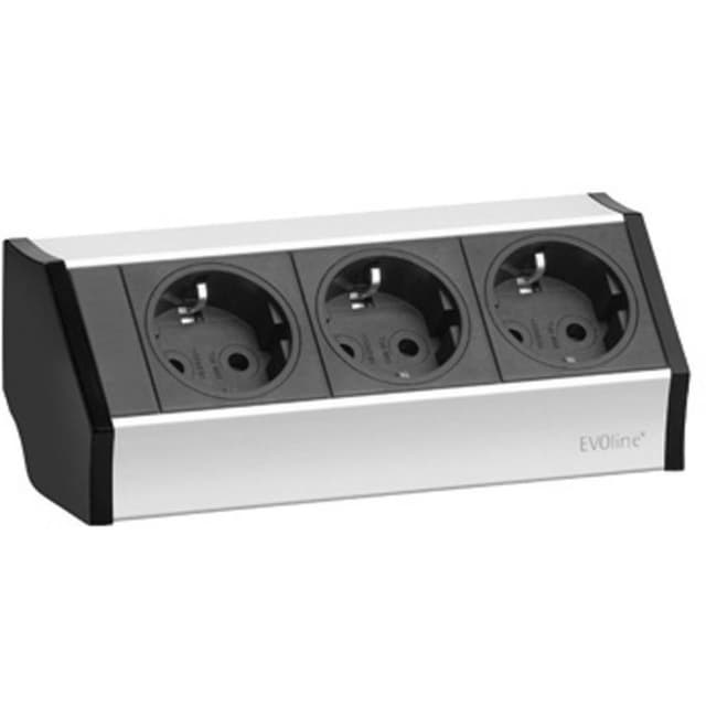 EVOline 159360001300 Grenuttag 3x Svart, Silver