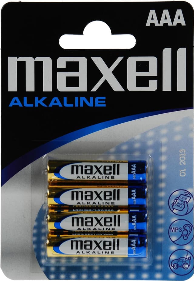 Maxell batterier, AAA (LR03), Alkaline, 1,5V, 4-pack