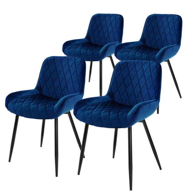 ML-Design uppsättning med 4 matstolar - mörkblå - retrostil