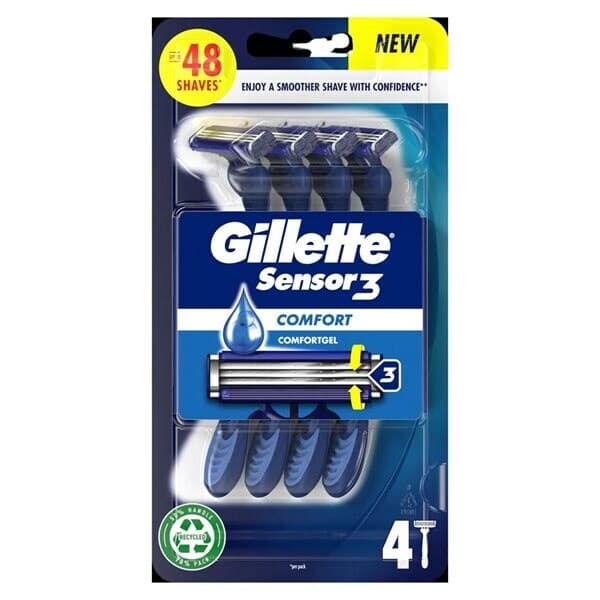 Gillette Sensor 3 ComfortÂ EngÃ¥ngshyvlar 4-pack