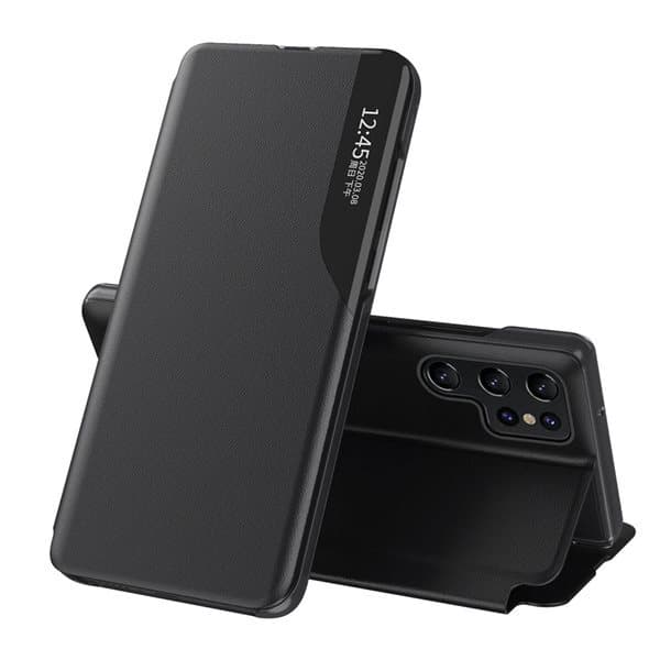Konstläderfodral med ställ till Samsung Galaxy S24 Ultra - Svart