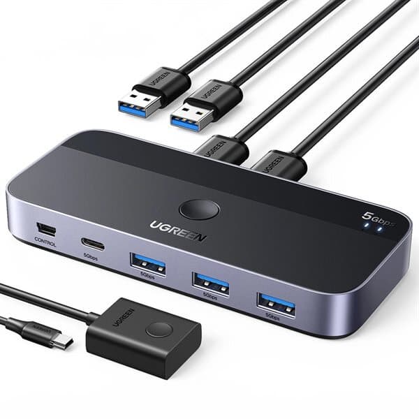 Ugreen USB 3.0 Switch 2-i-4 switch + 2xUSB-Kabel