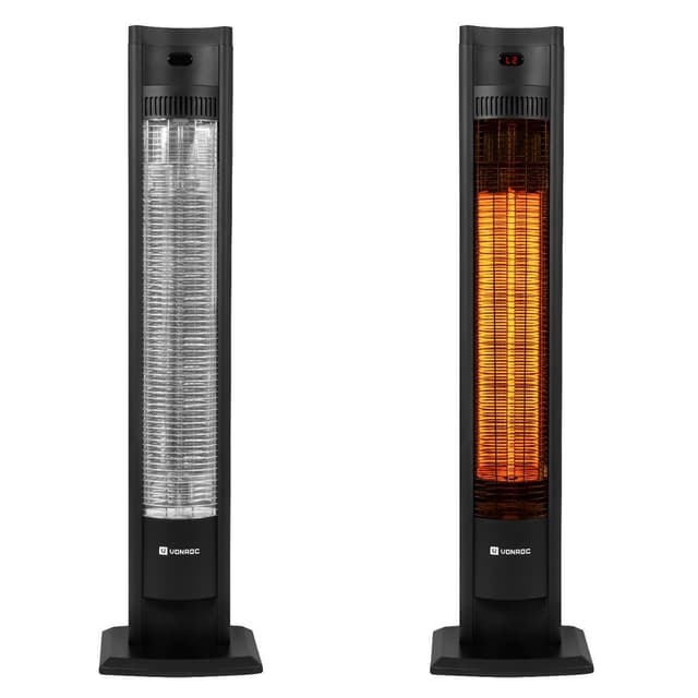 VONROC Värmare Filicudi 2000W – Kolelement | Med fjärrkontroll och timer