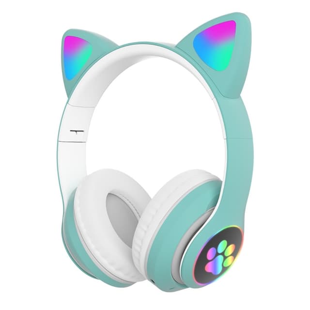 Bluetooth Over Ear Music Headset Glowing Cat Ear - Grön