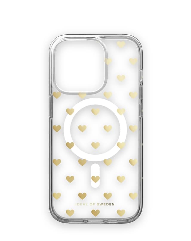 Clear Case MagSafe iPhone 14PR Golden Hearts