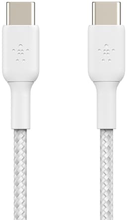 Belkin BoostCharge USB-C till USB-C flätad kabel 15 cm (vit)