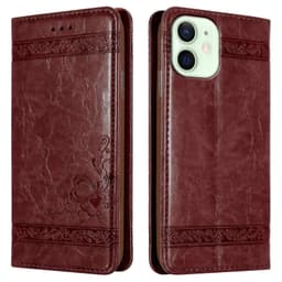 iPhone 12 MINI Plånboksfodral Skal (Röd)