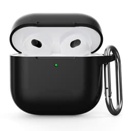 För AirPods 4 Silikonfodral Integrerat Bluetooth-hörlursskydd med krok - Svart
