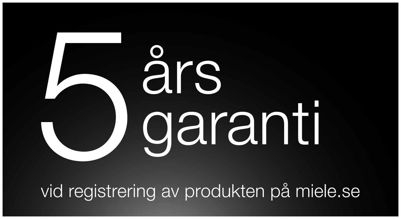 Köp en Miele-produkt som omfattas av kampanjen och få 5 års garanti. Köpet måste göras i perioden 1 maj t.o.m. 30 juni 2023. Allt du behöver göra för att få den utökade garantin är att registrera produkten på miele.se senast 31 oktober 2023.
