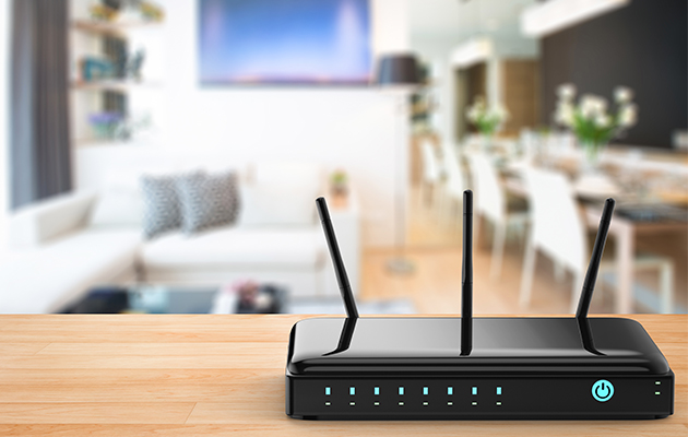 Många anslutna enheter, men inte alla använder nätverket samtidigt WiFi-router i ett rum