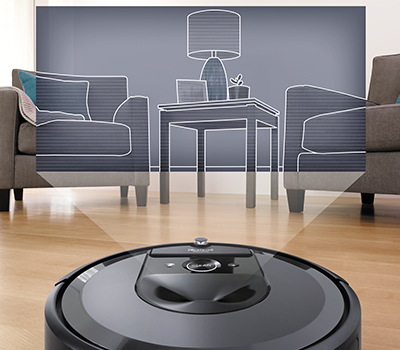 Roomba i7+ känner av var den har dammsugit Roomba i7+ navigerar enkelt tack vare vSLAM-teknologi