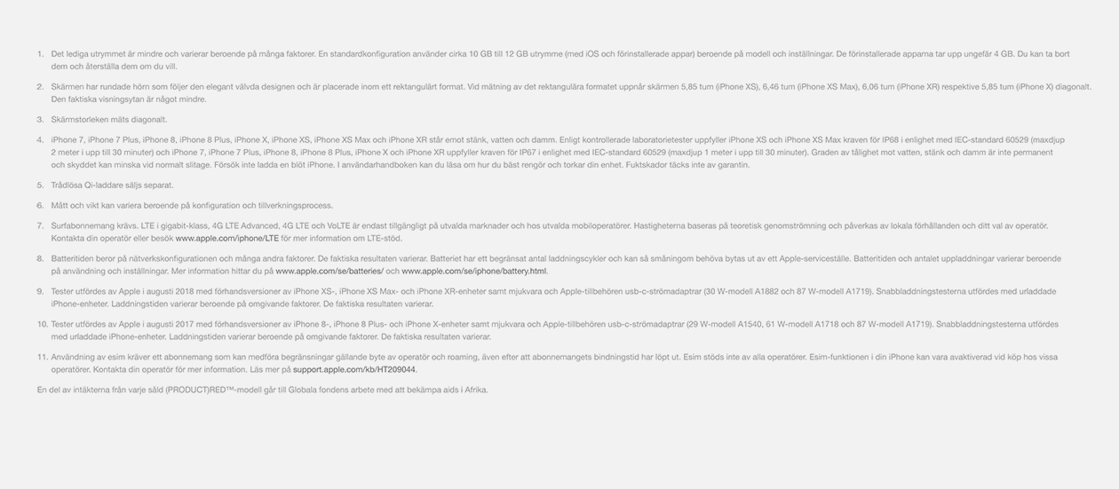 Disclaimer – Elgiganten jämför iPhone-modeller