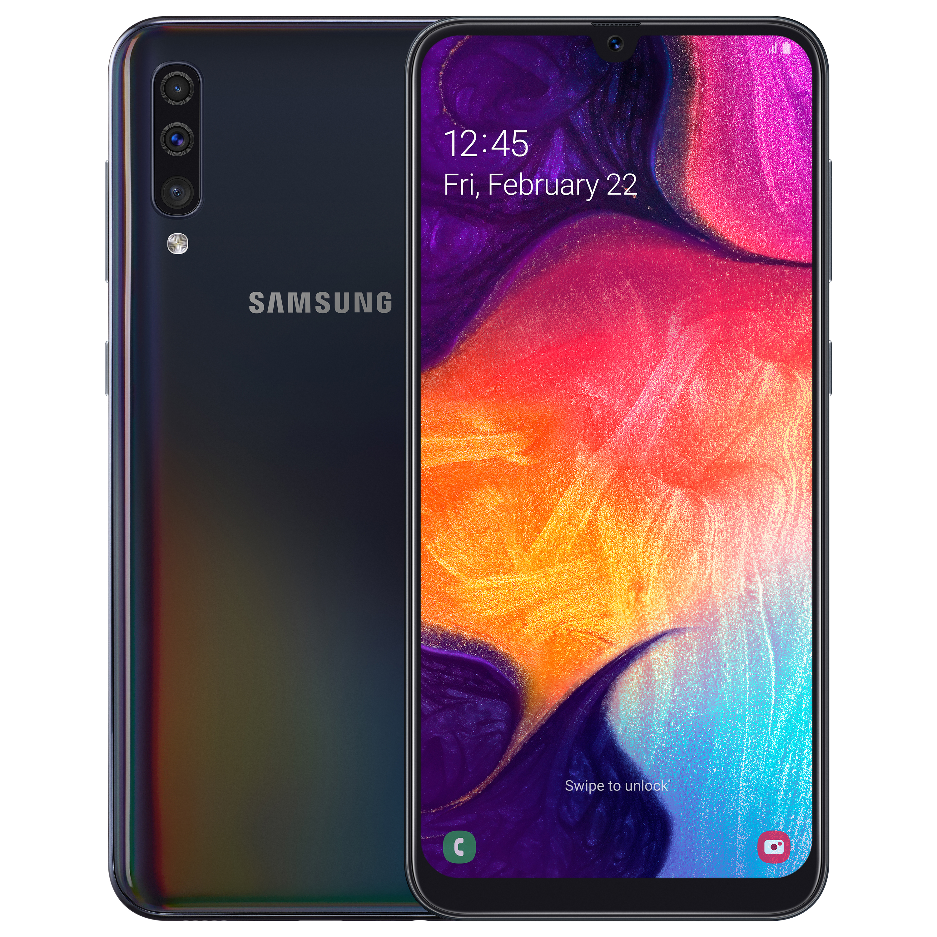 Samsung Galaxy A50 står för kamera Samsung Galaxy A50 i svart