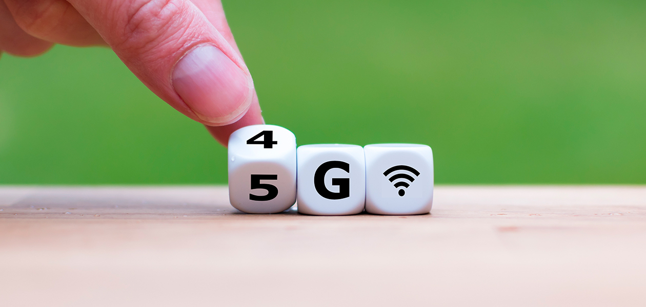 5G Två tärningar med texten 5G