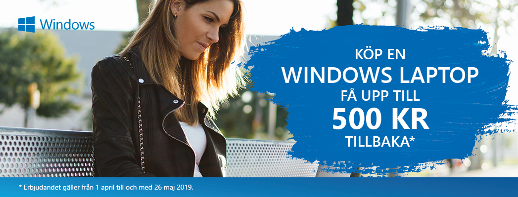 Köp en bärbar Windows-dator och få upp till 350 kr. i cashback Köp en bärbar Windows-dator och få upp till 350 kr. i cashback