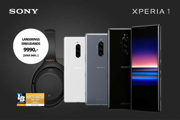Köp mobiltelefonen Sony Xperia 1 och få rabatt på hörlurarna Sony WH-1000XM3 Sony Xperia 1 och Sony WH-1000XM3