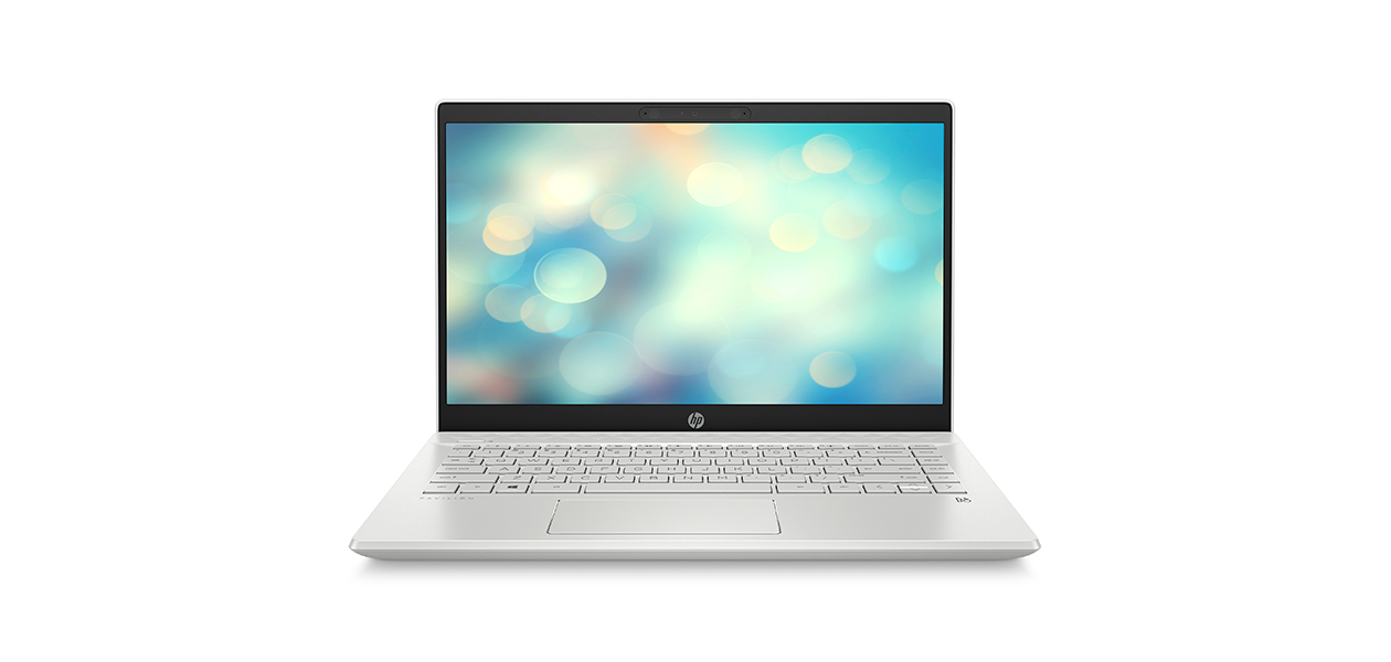 HP Pavilion 14 – Grym skärmkvalitet HP Pavilion 14 framifrån med en färgglad bild på skärmen