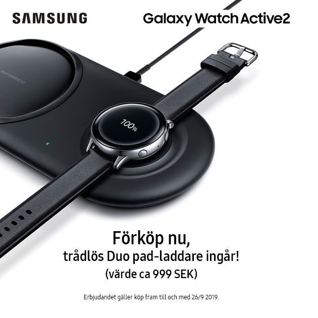 Samsung Galaxy Watch Active 2 svart front Samsung Galaxy Watch Active 2 svart front