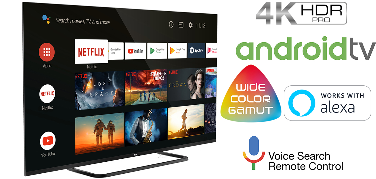 EP68-serien kombinerar en ramlös, ultraslimmad metalldesign med 4K HDR PRO-bildkvalitet, Dolby Vision och Android 9.0. Menyn av EP68-serien från TCL