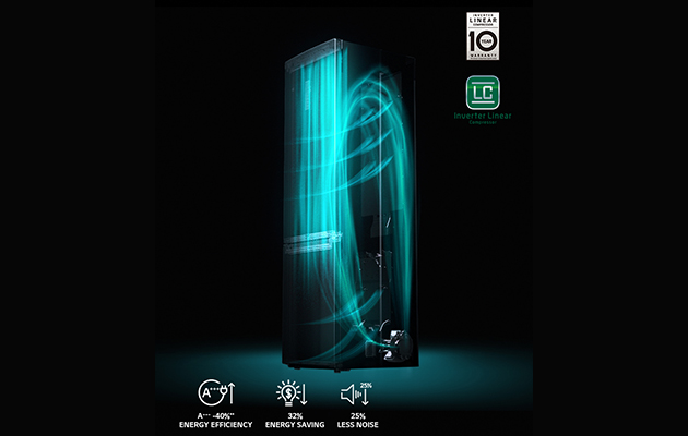 > LG Inverter Linear Compressor Illustration av 10 års garanti på LG Inverter Linear Compressor.