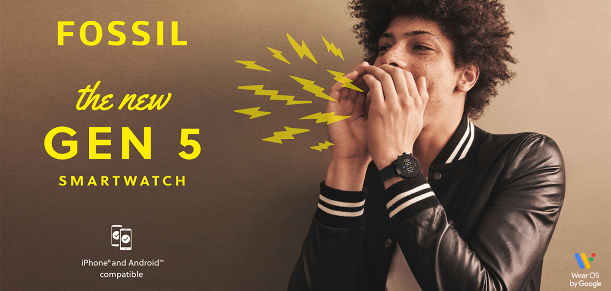 Nya Gen. 5 smartwatch Man som pratar med nya GEN 5 Fossil klocka