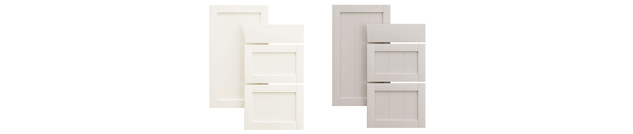 Epoq-fronter av typen Allmo Offwhite och Allmo Grey Epoq-fronter av typen Allmo Offwhite och Allmo Grey