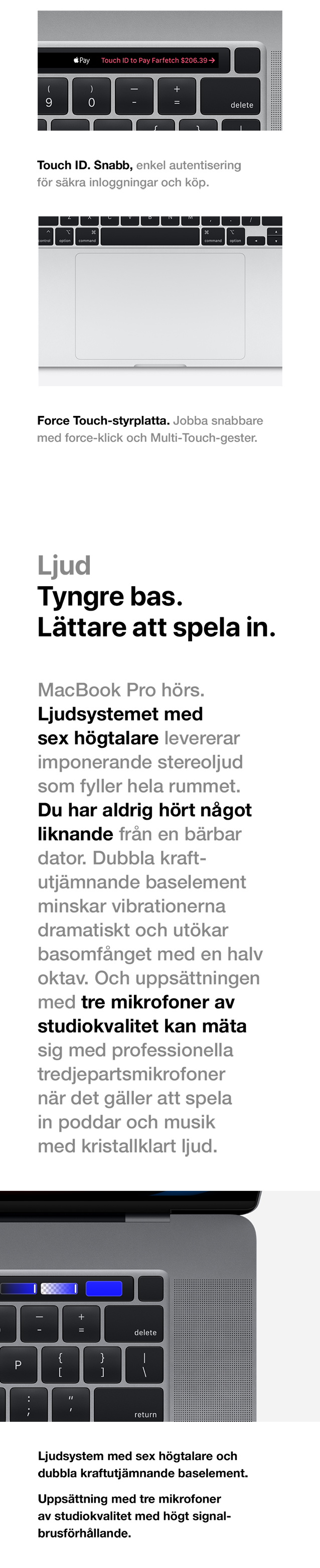 Sex högtalare MacBook Pro 16