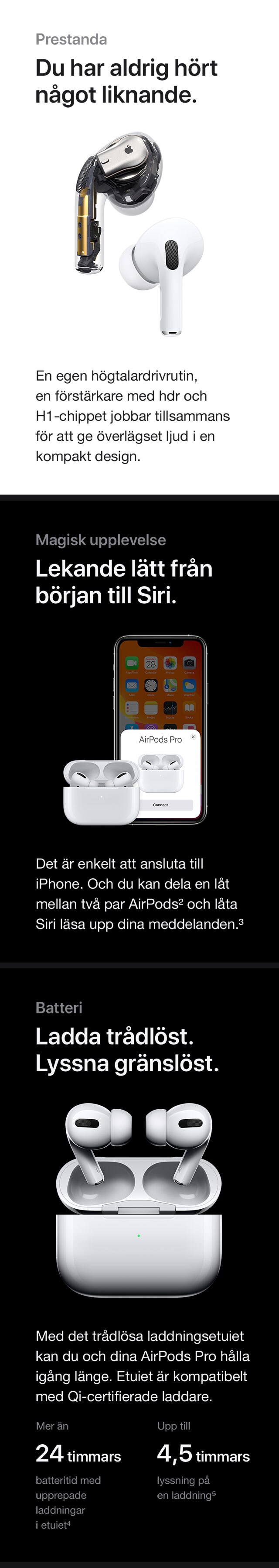 AirPods Pro – åtkomst till Siri och trådlös laddning