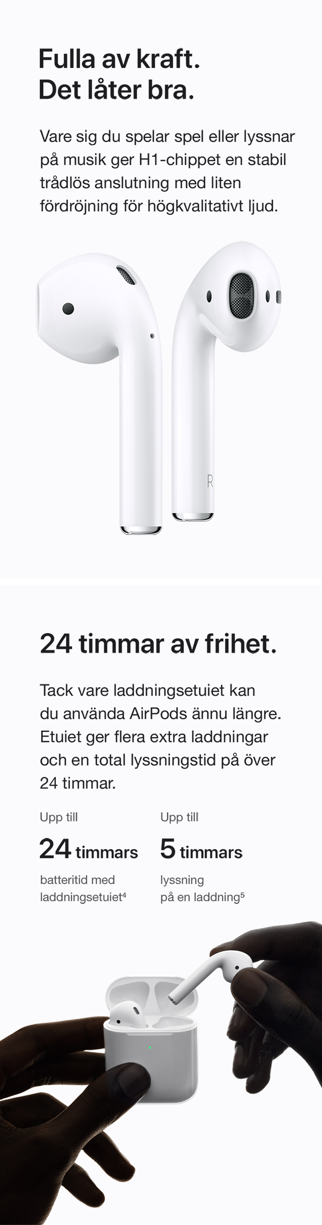 Full av kraft med 24 timmars batteritid AirPods