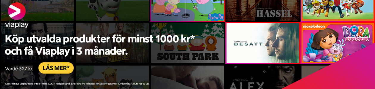 Köp produkter för 1000 kr och få 3 månader med Viaplay Film och Serier Banner med information om Viaplay-kampanjen