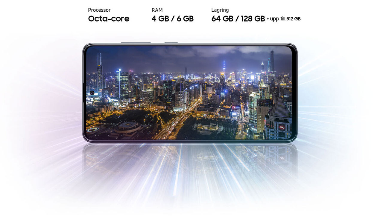 Processorn är kraftfull, minnet är stort Galaxy A51 och en specifikationslista