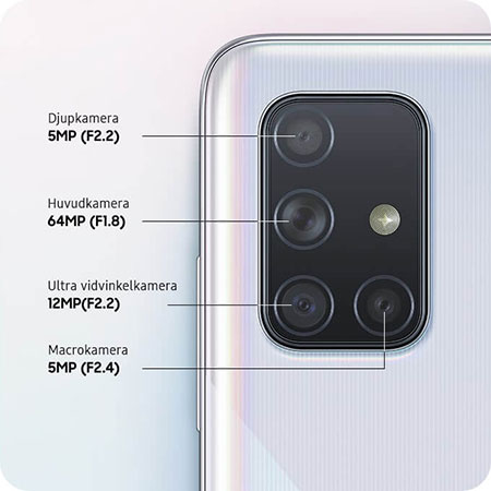 Fler kameror ger fler möjligheter Samsung Galaxy A71 och kamerans specifikationer