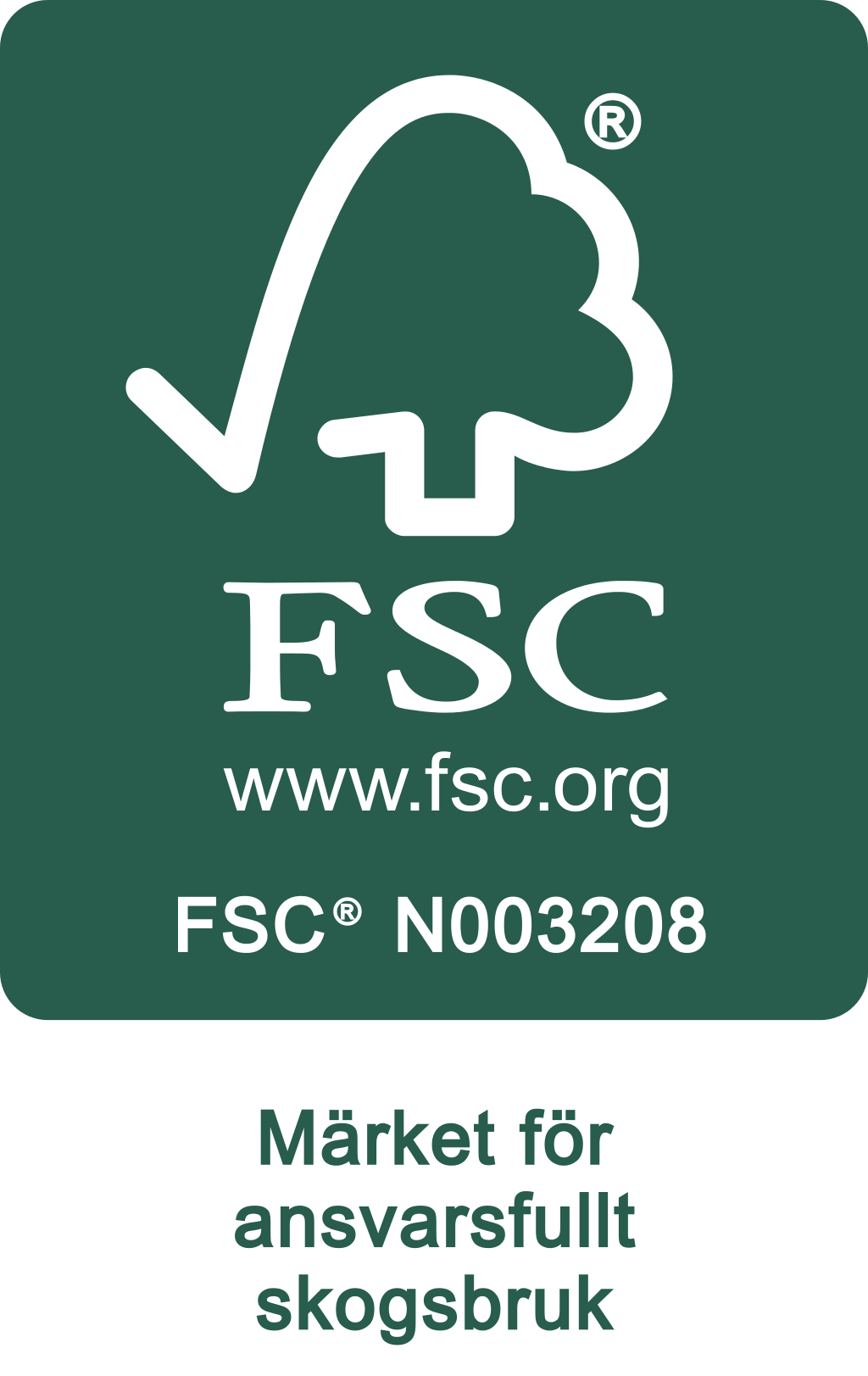 Denna produkt är godkänd av Forest Stewardship Council (FSC) Logo för Forest Stewardship Council (FSC)