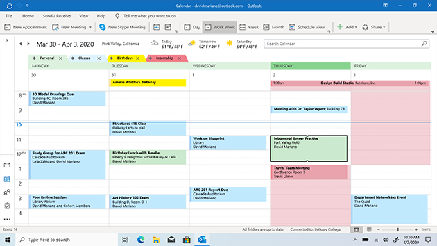 Anslut. Organisera. Få saker gjorda Bild som visar Outlook