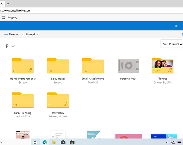 Personligt skydd Bild som visar personligt valv i OneDrive